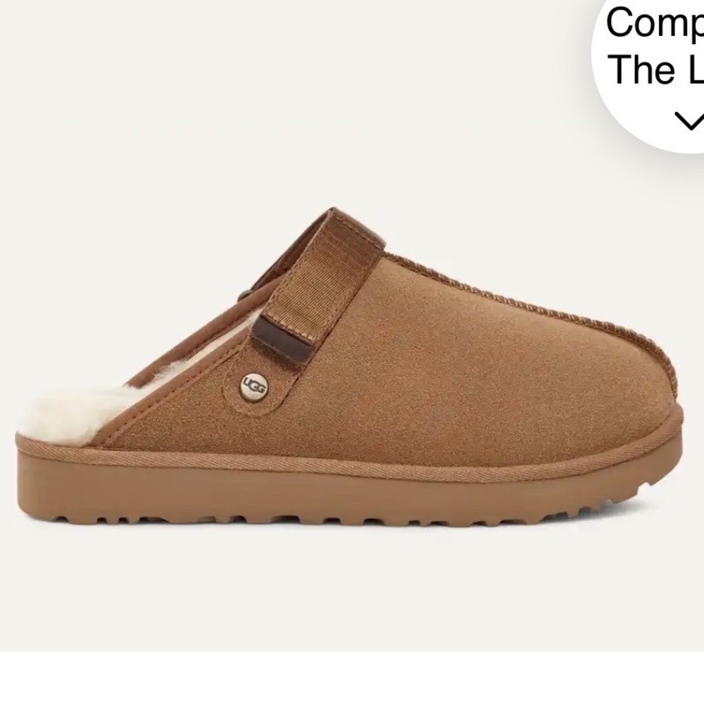 UGG Funkette Chestnut Suede Platform Slippers Womens 8